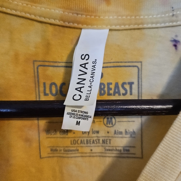 Local Beast Tie-Dye T-Shirt Bella Canvas Orange Yellow Unisex Crewneck Medium - Picture 3 of 10